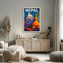 Nepal Land of Mountains and Stupas Poster