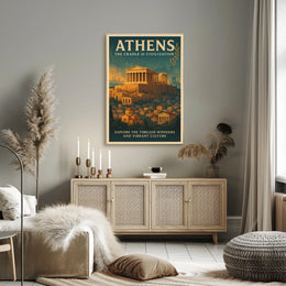 Athens Parthenon Vintage Travel Poster Art Print