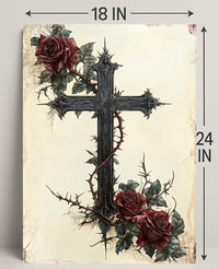 Gothic Cross And Roses Poster