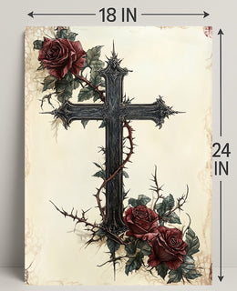 Gothic Cross And Roses Poster
