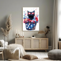 Black Cat With Star Shaped Sunglasses American Poster