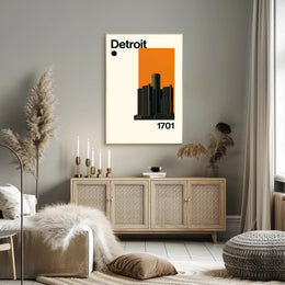 Detroit Skyscraper Modern Illustration Travel Poster