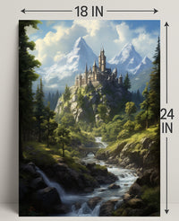 Enchanted Mountain Castle Poster PosterGoat