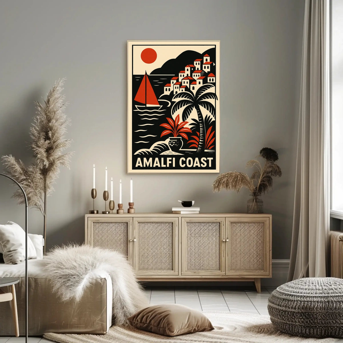 Amalfi Coast Travel Poster 18x24 Coastal Wall Art Decor