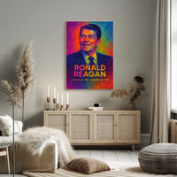 Ronald Reagan 40th President of the United States Neon Gradient Overlay Poster