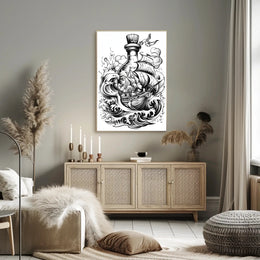 Ship In A Bottle Adventure Poster Home Decor Art Print PosterGoat