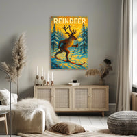 Reindeer On Skis Poster