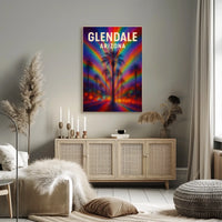 Glendale Arizona Palm Vibrant Digital Painting Poster