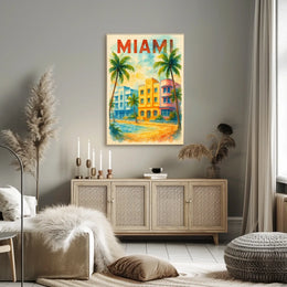 Vibrant Miami Art Deco Travel Poster
