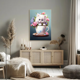 Kitten In A Teacup Poster PosterGoat