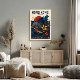 Hong Kong  A Vibrant Cityscape Poster PosterGoat