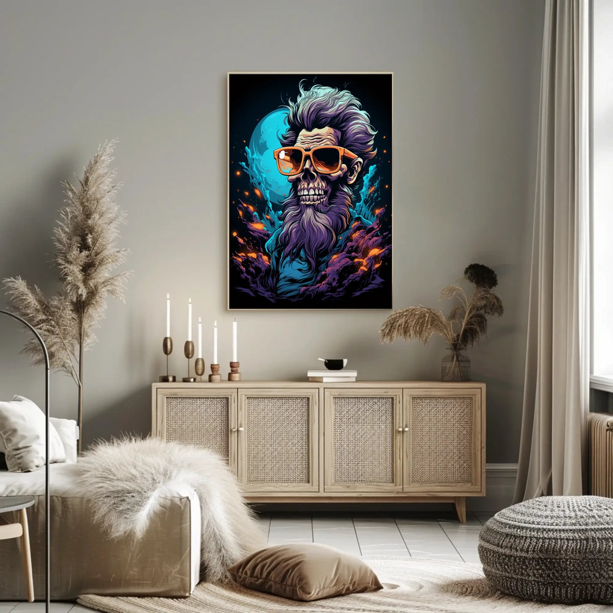 Skeleton with Purple Beard Fantasy Poster