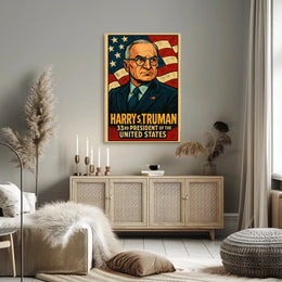 Harry S Truman 33rd President Poster Wall Art Vintage