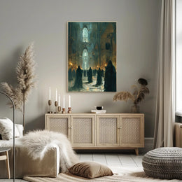 Mysterious Gothic Hall Fantasy Art Poster Print PosterGoat