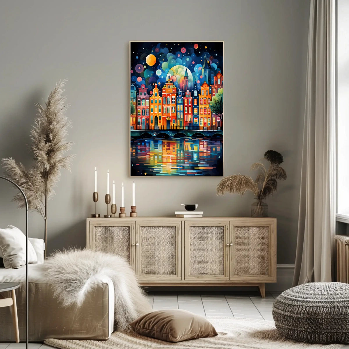 Amsterdam Canal Night Art Print: Abstract, Artistic Poster