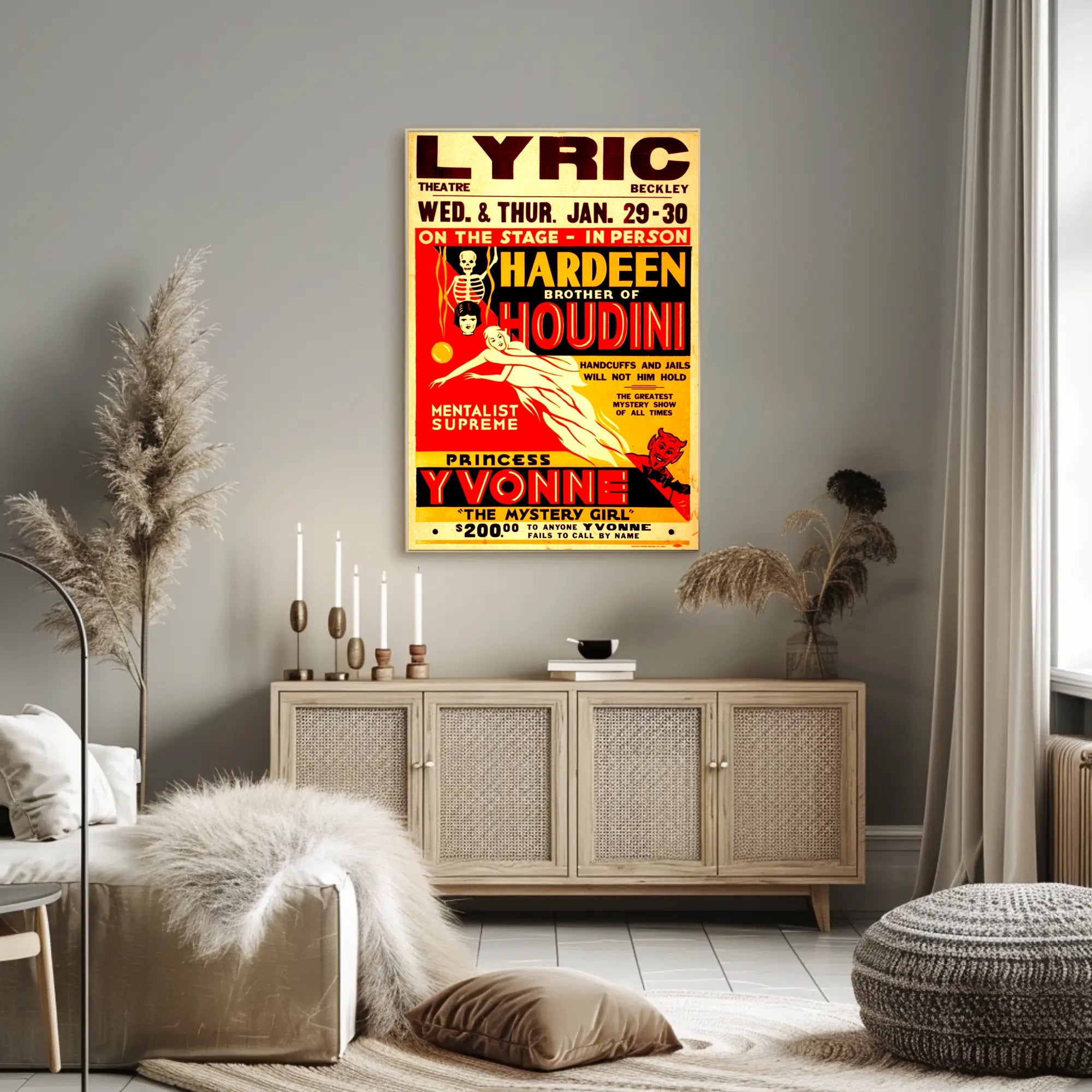 Houdini's Hardeen Vintage Magic Show Poster - Cultural Heritage Poster