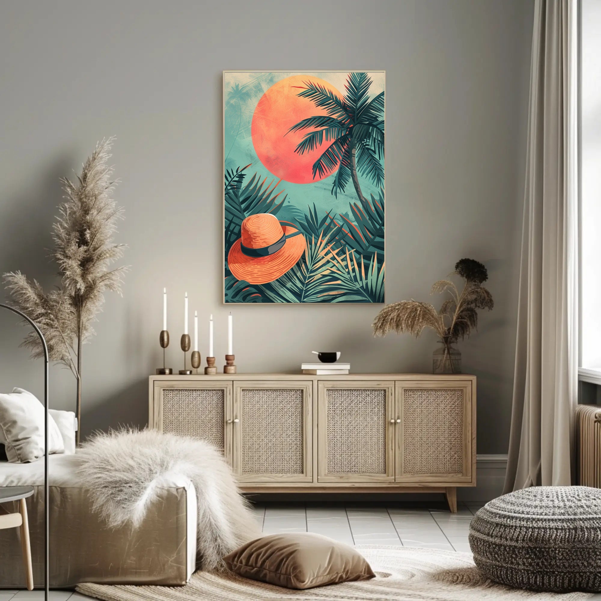 Panda Relaxing on Watermelon Art Poster PosterGoat