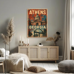 Athens Georgia Campus Town Vintage Poster