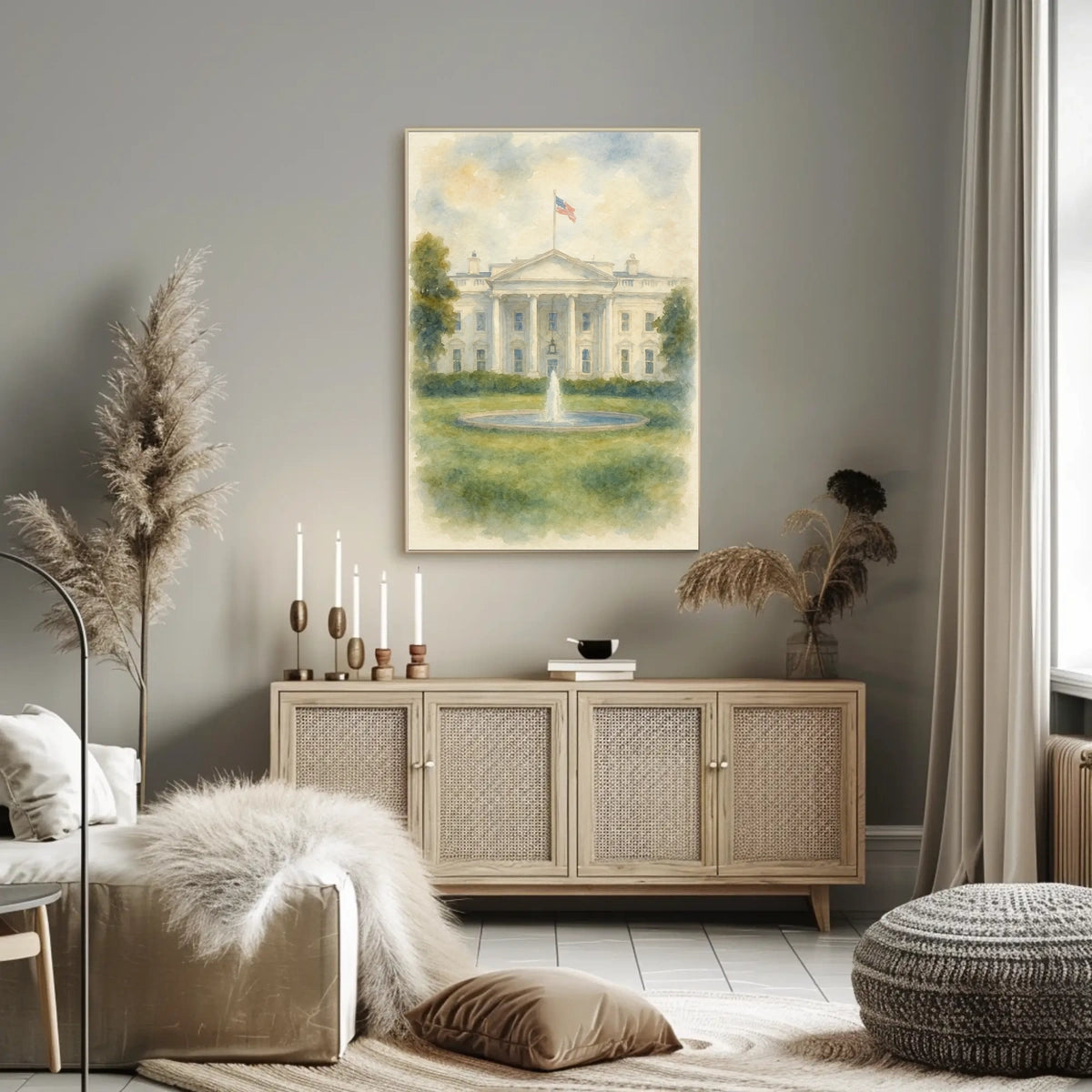 The White House in Watercolor Poster