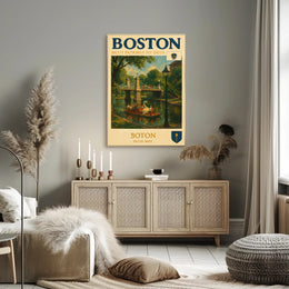 Boston Swan Boats Vintage Travel Poster
