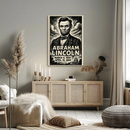 Abraham Lincoln 16th President of the United States B & W Comic Sketch Poster