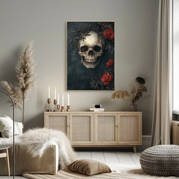 Skull and Roses Gothic Art Print Abstract Poster