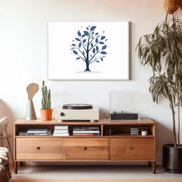 Minimalist Blue Tree Modern Art Poster