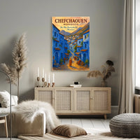 Chefchaouen Watercolor Poster: Blue Pearl Serenity