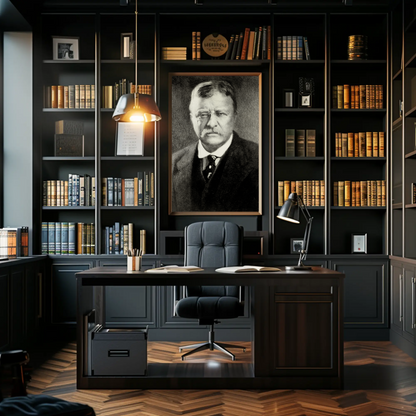 Theodore Roosevelt Portrait Drawing Vintage Poster