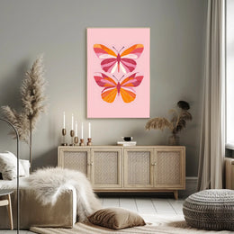 Stylized Butterflies on Pink: Abstract or Artistic Poster PosterGoat