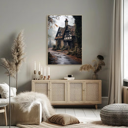 Enchanted Cottage In The Mist Poster