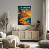 Los Angeles Dreamscape Vintage Poster: Urban & Coastal