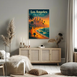 Los Angeles Dreamscape Vintage Poster: Urban & Coastal