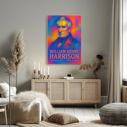 William Henry Harrison 9th President of the United States Neon Gradient Overlay Poster