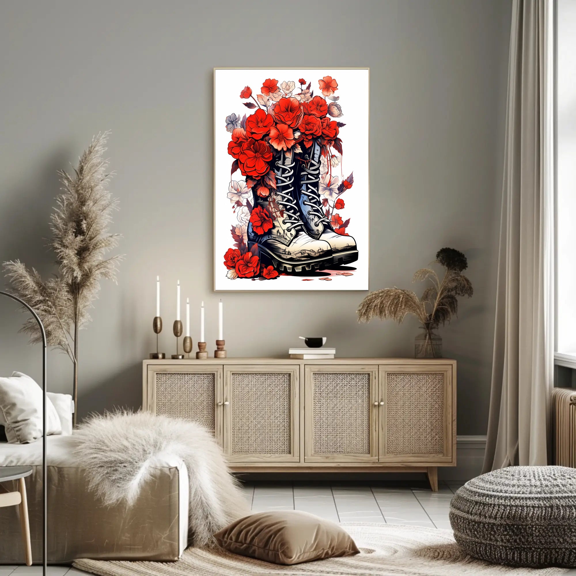 Floral Boots A Fusion Of Nature And Poster