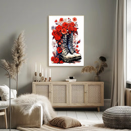 Floral Boots A Fusion Of Nature And Poster
