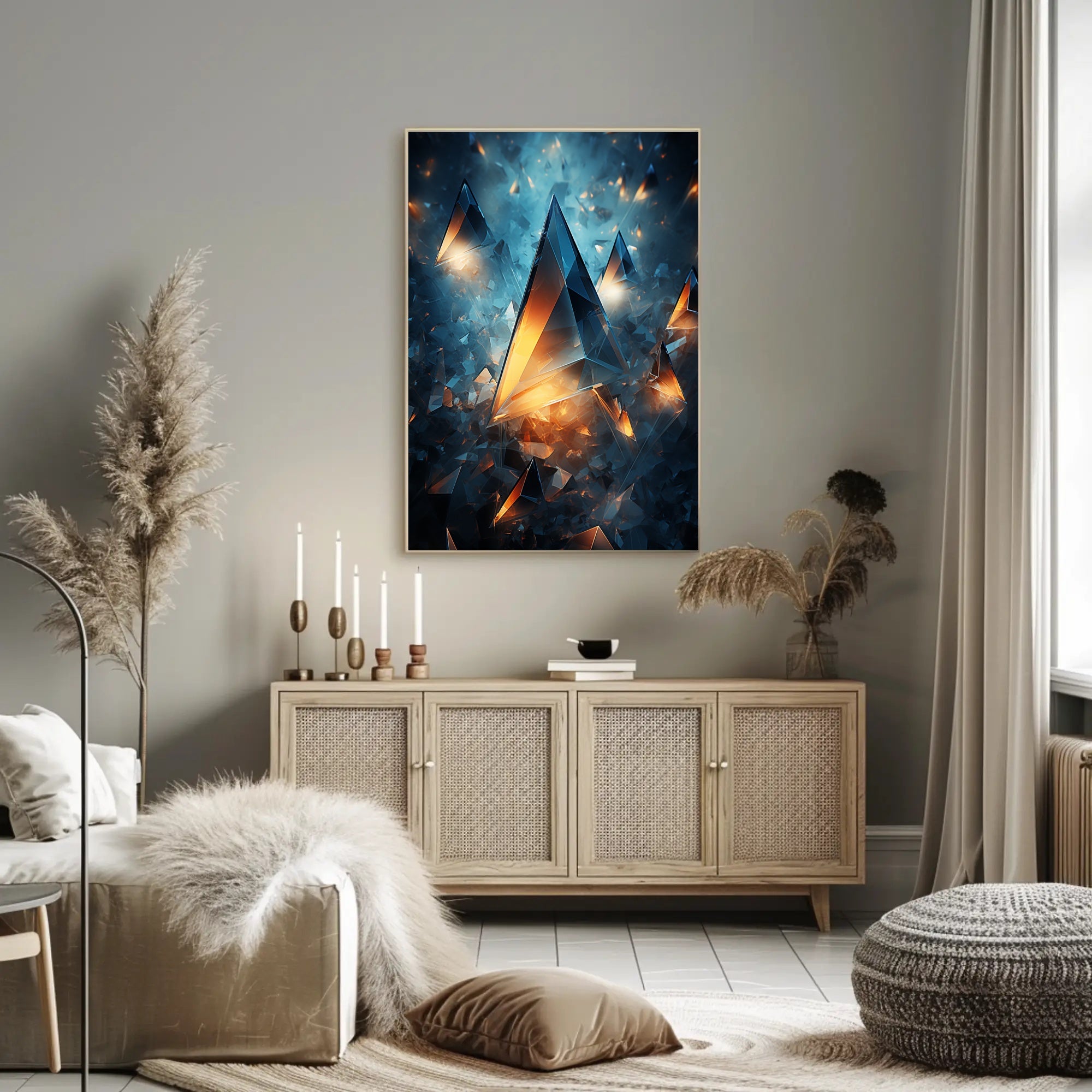 Shattered Light Abstract Geometric Art Poster