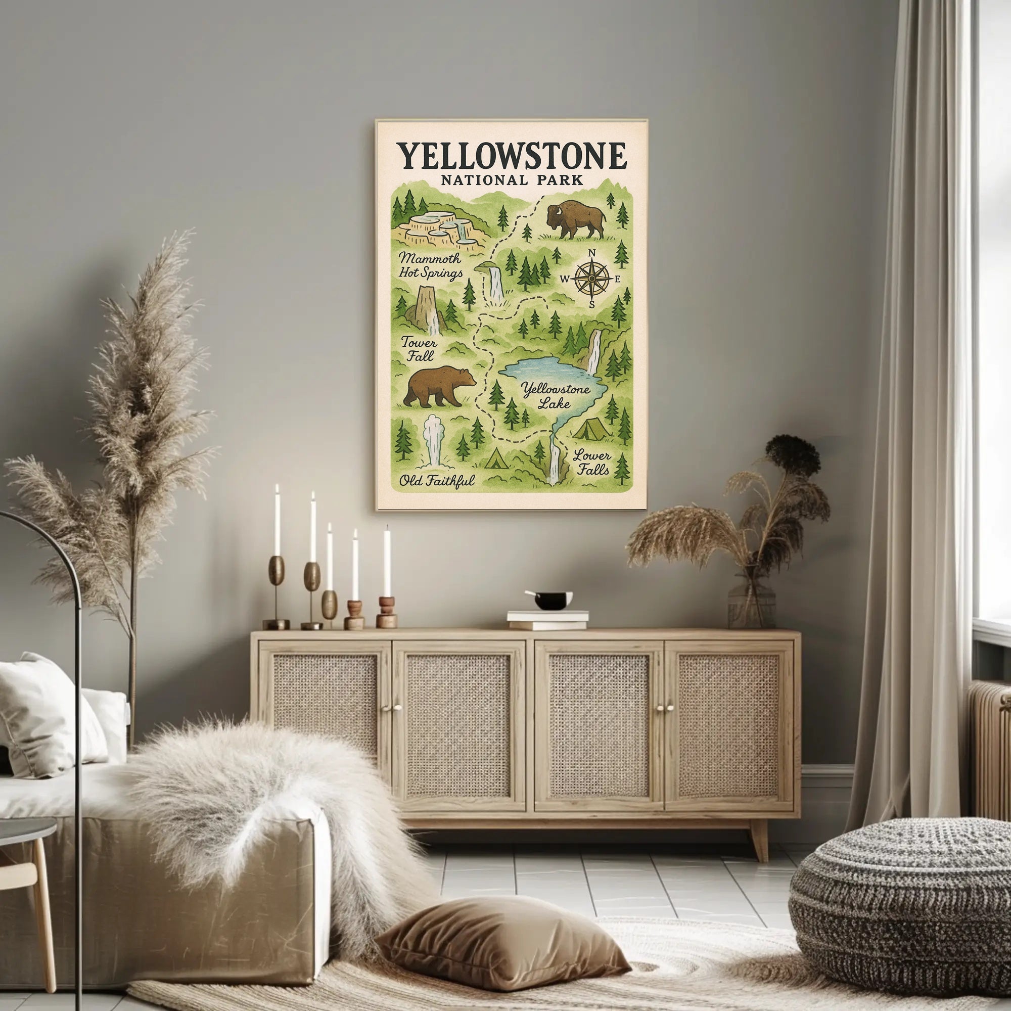Yellowstone National Park Map Poster PosterGoat