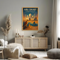 Abu Dhabi Vintage Travel Poster Celebrating Heritage and Modernity