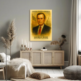 George H. W. Bush 41st President of the United States Vintage Watercolor Poster