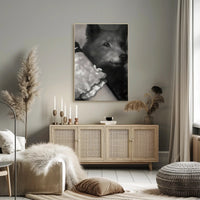 Serene Dog Portrait in Black and White - Dog Breed Poster PosterGoat