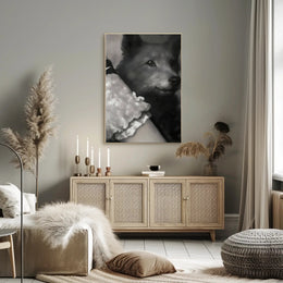 Serene Dog Portrait in Black and White - Dog Breed Poster PosterGoat