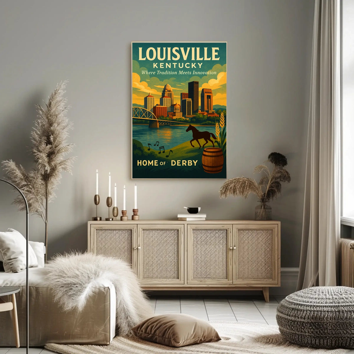 Louisville Derby Iconic Skyline Heritage Travel Souvenir Culture Wall Art Timeless Poster
