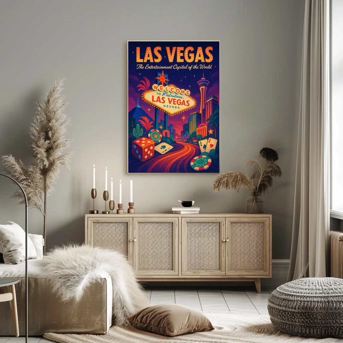 Las Vegas Poster Entertainment Capital Wall Art for Fans