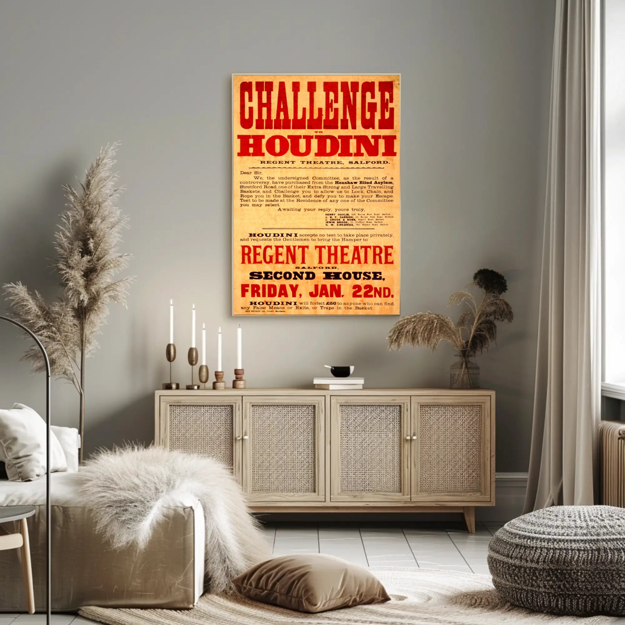 Houdini Challenge Vintage Escape Artist Cultural Poster