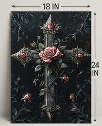 Roses And Cross Poster