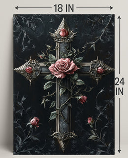 Roses And Cross Poster