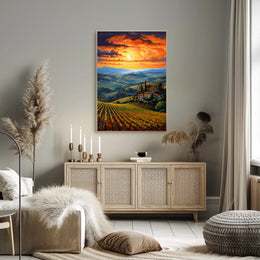 Tuscany's Enchanting Sunset Landscape Travel Poster