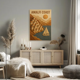 Amalfi Coast Poster Wall Art Mediterranean Coastal Decor