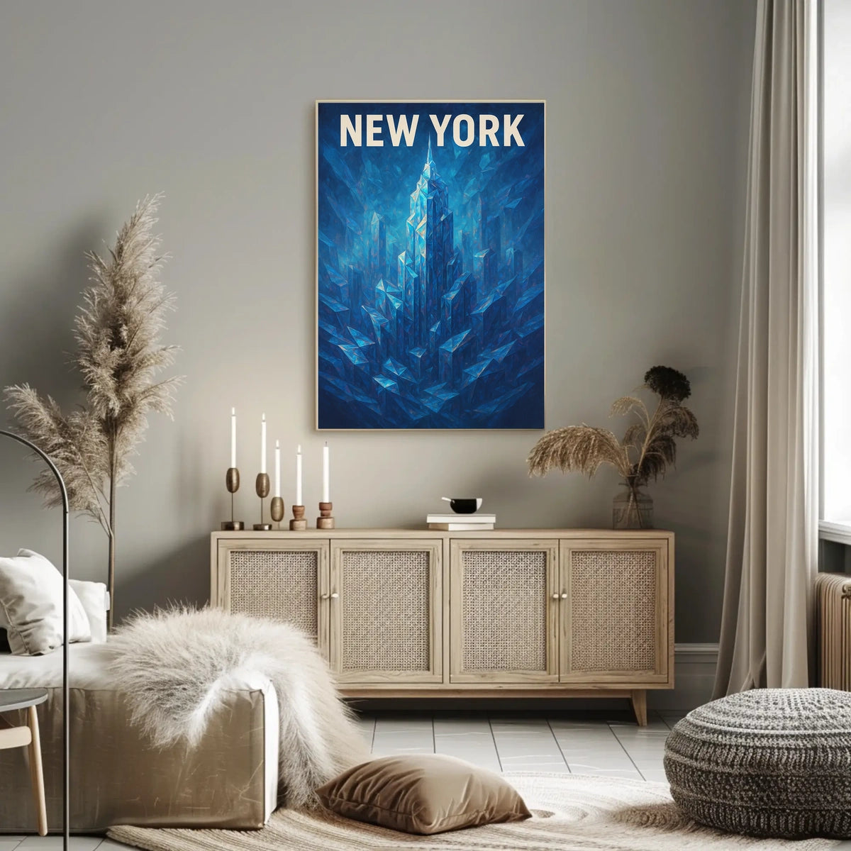 New York Skyline In Blue Poster